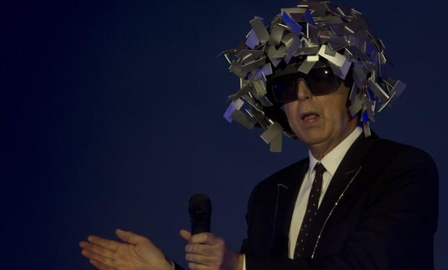 Neil Tennant, dos Pet Shop Boys, durante a apresentação no Rock in Rio