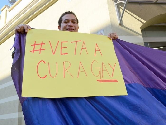 Manifestante de Piracicaba pede veto à "Cura Gay" (Crédito: Fernanda Zanetti/G1)