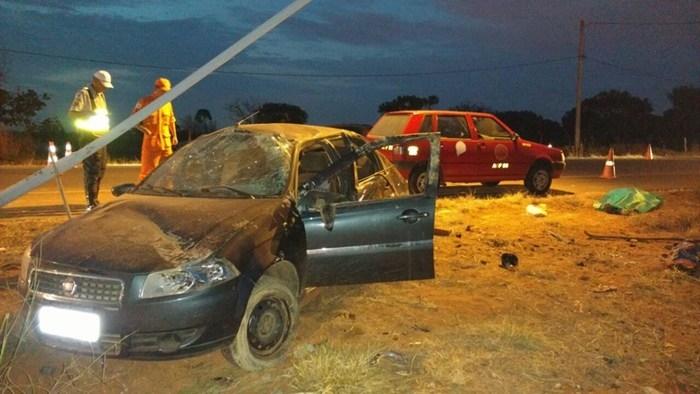 Carro em que vinha o piauiense Jardel Fonseca Pereira, (Crédito: CBMDF)