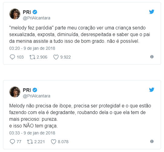 Mc Melody é criticada por apresentadora e arma barraco na web