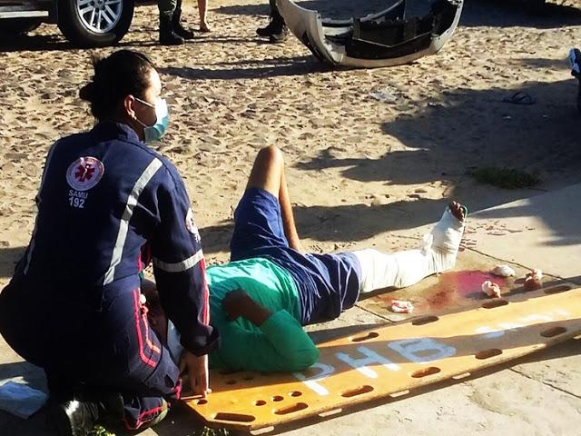 Motociclista fica ferido após colidir com veículo em Parnaíba