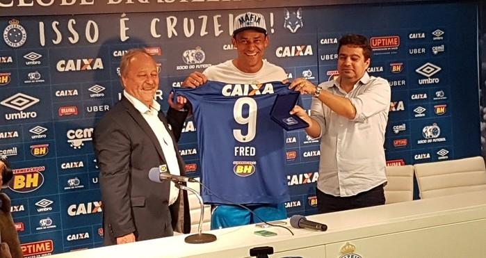 Fred é apresentado como novo contratado do Cruzeiro (Crédito: Guilherme Macedo)