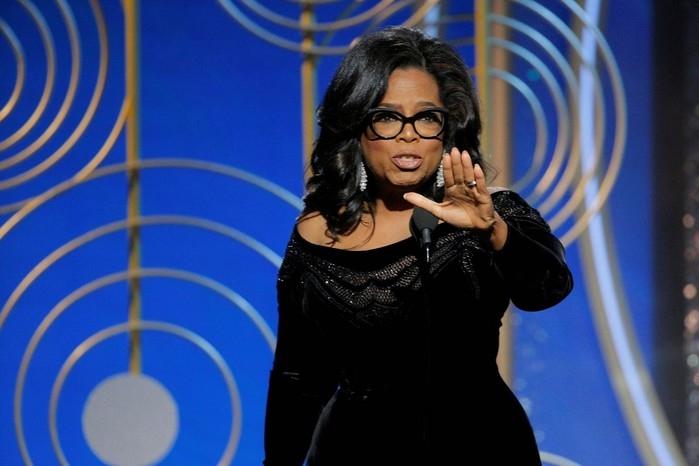 Oprah Winfrey faz um discurso no Globo de Ouro (Crédito: Paul Drinkwater/NBC via Reuters)