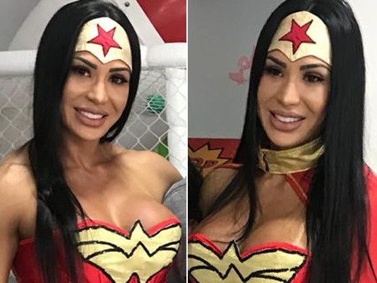 Gracyanne Barbosa se transforma em Mulher Maravilha em Orfanato