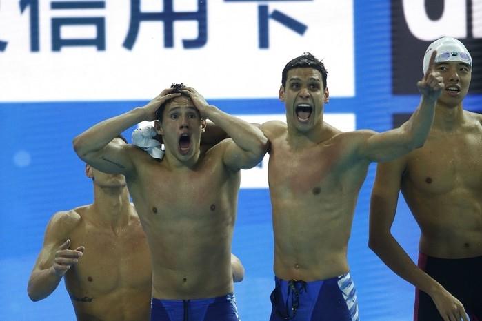 Brasil conquita a medalha de ouro nos 4x200m em mundial na china (Crédito: CBDA)