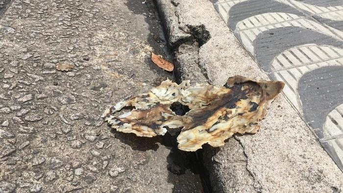 Galão utilizado para transportar combustível foi encontrado derretido (Crédito: Solange Freitas/G1 )