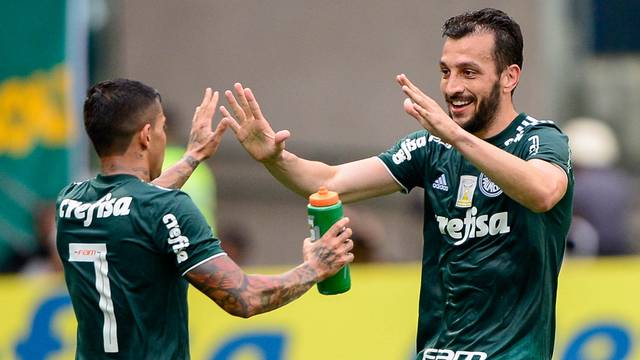 Palmeiras x Vitória - Dudu comemora com Edu Dracena  (Crédito: Renato Pizzutto/BP Filmes))