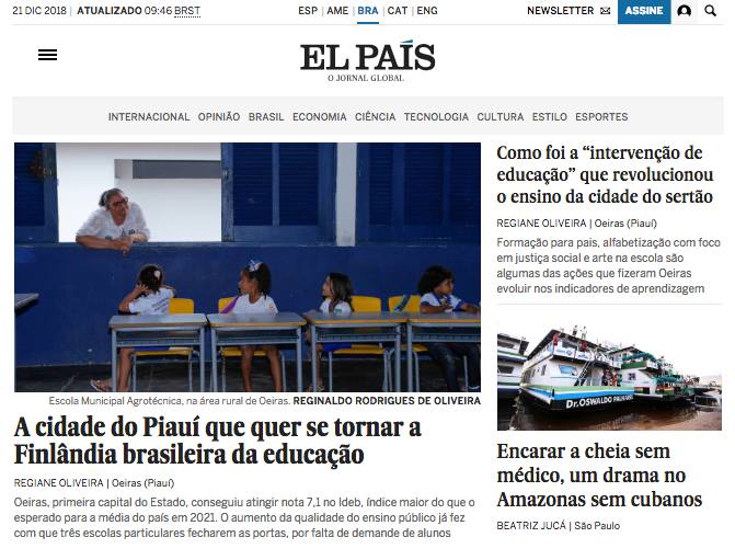 Imprensa nacional repercute bom desempenho da educação de Oeiras