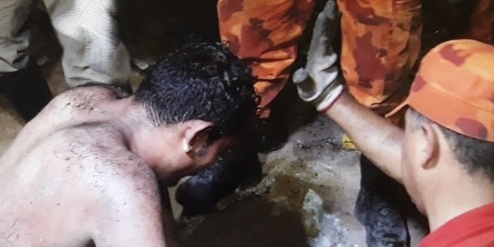 Acusado de realizar assaltos fica preso em galeria durante fuga