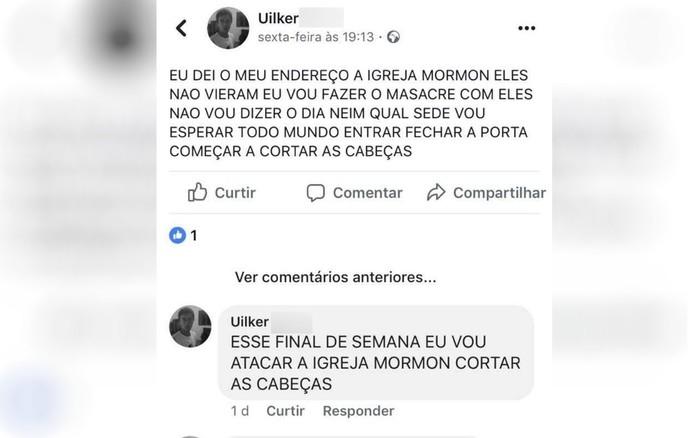 Suspeito de esfaquear fiéis em igreja postou em rede social que faria massacre, em Aparecida de Goiânia (Crédito: Polícia Civil/Divulgação)