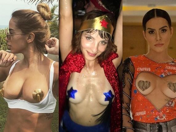 Adesivos nos seios viram tendência no carnaval entre famosas; Fotos