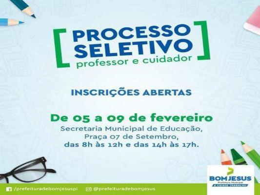 Abertas inscrições para o seletivo em Bom Jesus, no Sul do Piauí