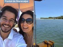 Fátima Bernardes e Túlio Gadelha curtem passeio romântico no PE