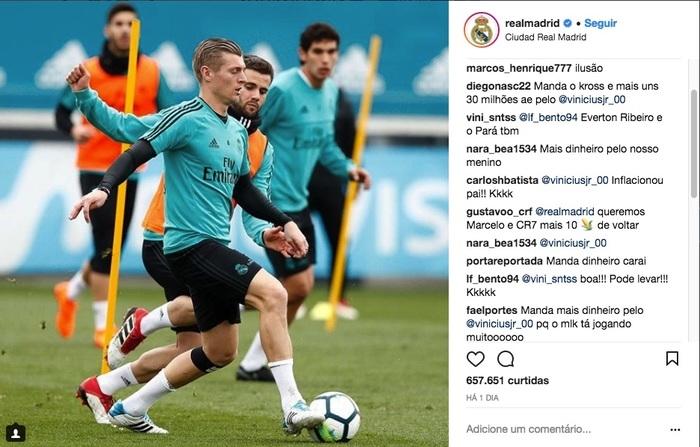 Torcedores pedem mais dinheiro por Vinicius Jr. (Crédito: Reprodução/ Instagram)