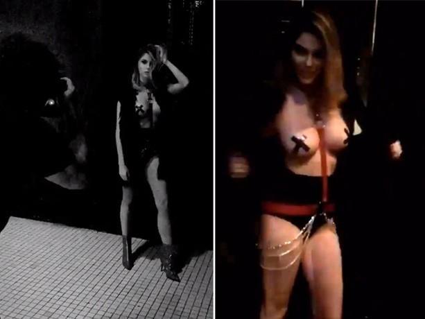 Bárbara Evans posa sensual usando adesivo nos seios