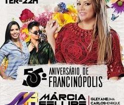 Marcia Felipe no aniversário de 56 anos de Francinópolis