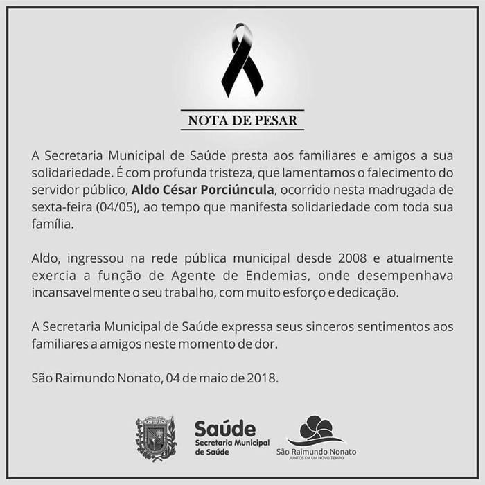 Nota de Pesar (Crédito: Reprodução/Facebook)