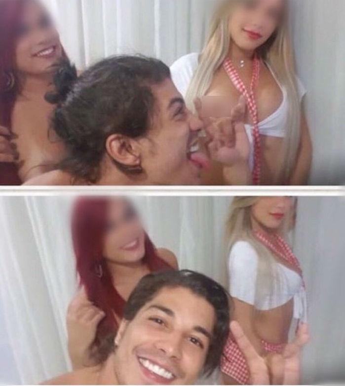 Douglas Sampaio tem noitada com travestis e fotos intimas são divulgadas nas redes sociais (Crédito: Reprodução/Twitter)