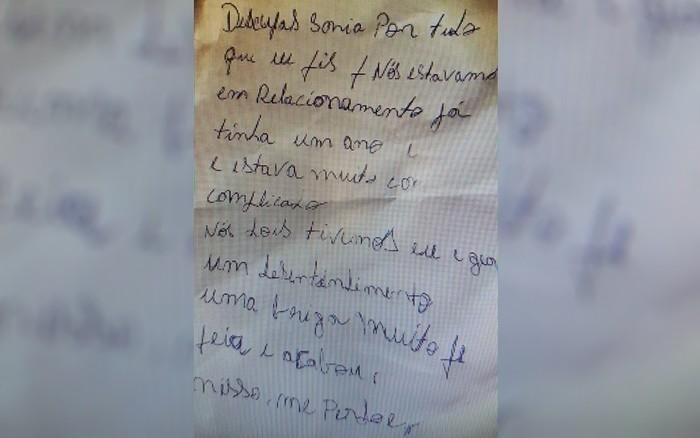 Carta deixada por ele (Crédito: Polícia Civil/ Divulgação)