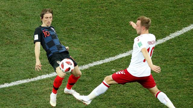 Luka Modric e Christian Eriksen em Croácia x Dinamarca  (Crédito:  REUTERS/Max Rossi)