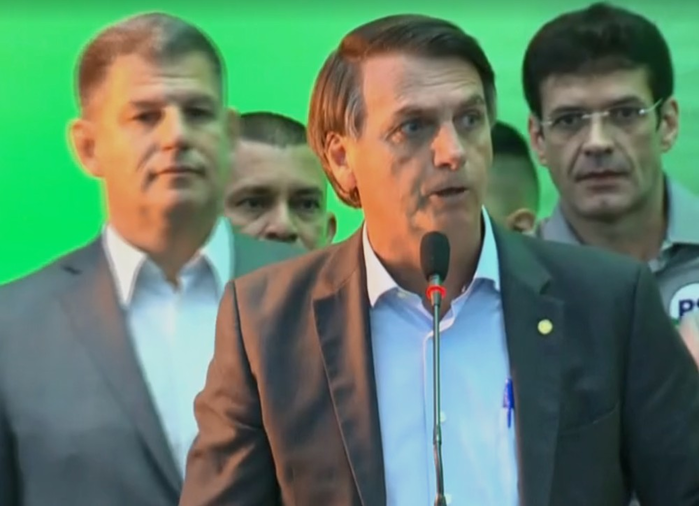 Jair Bolsonaro discursa em convenção do PSL  (Crédito: Reprodução/Globonews)