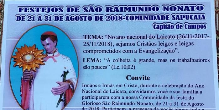 Festejos de São Raimundo Nonato comunidade Sapucaia