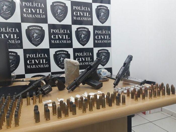 Armas e munições apreendidas em Timon (Crédito: Polícia Civil do Maranhão)