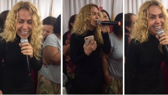 Joelma frequenta culto de madrugada em comunidade do Rio e se emociona