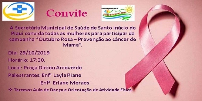 Secretaria municipal de saúde de Santo Inácio realizará palestra sobre o outubro rosa