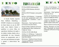    I EXP EFA V será realizado na escola agrícola Dom Edilberto (EFADE V) em Santo Inácio do Piauí