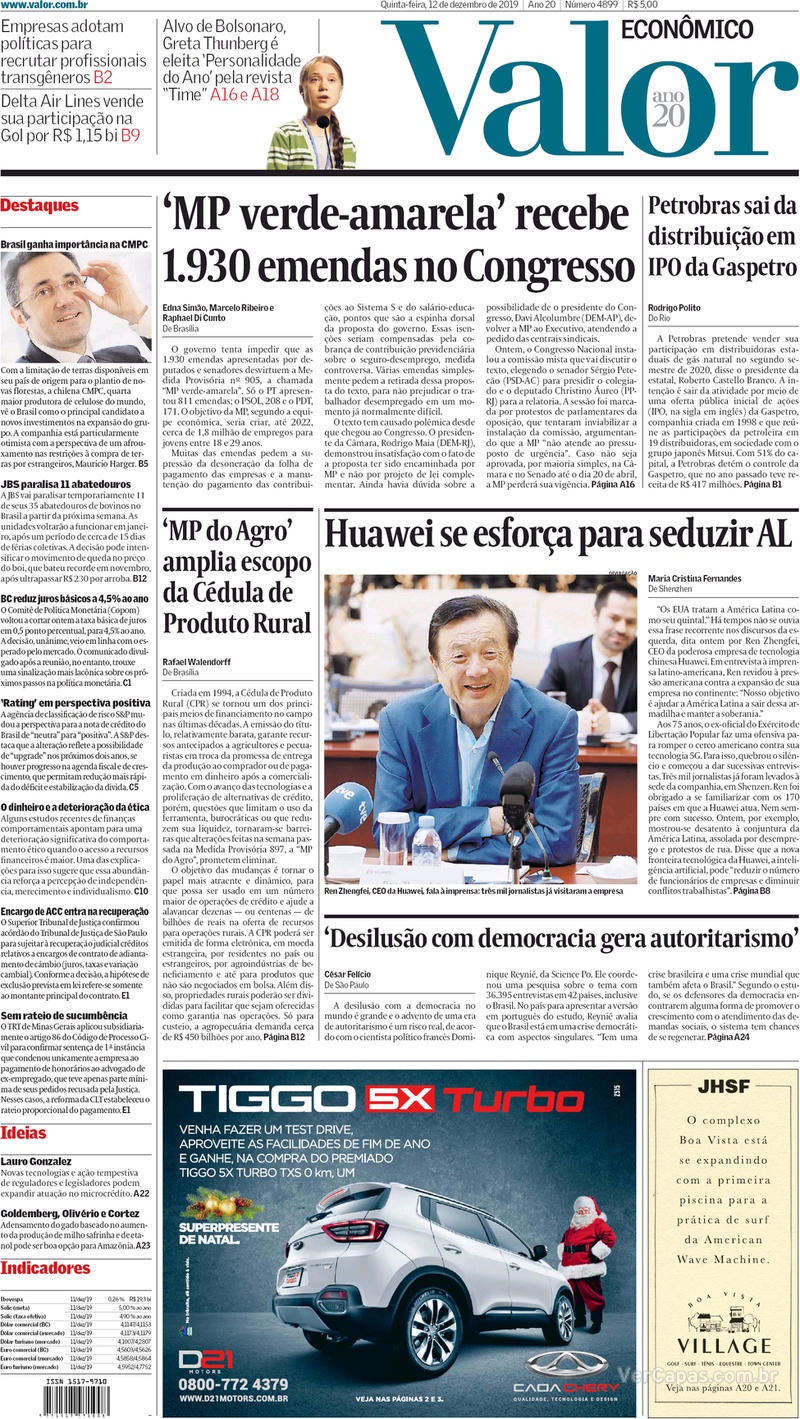 Veja as capas dos principais jornais de circulação nacional de hoje Veja as capas dos principais jornais de circulação nacional de hoje