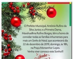 Prefeitura de Inhuma realizará mais um Sonho de Natal 