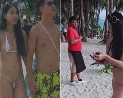 Turista é multada por usar micro biquíni fio-dental em praia; fotos