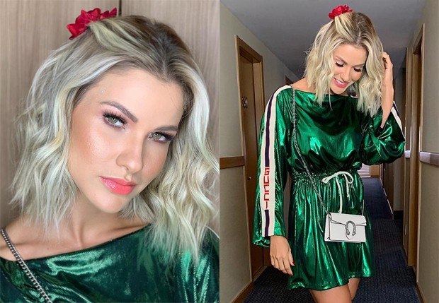 Andressa Suita usa look de grife de R$ 5 mil para show do marido