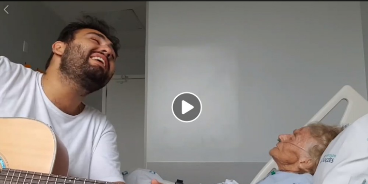 Vídeo de neto cantando em hospital com avó doente viraliza na web