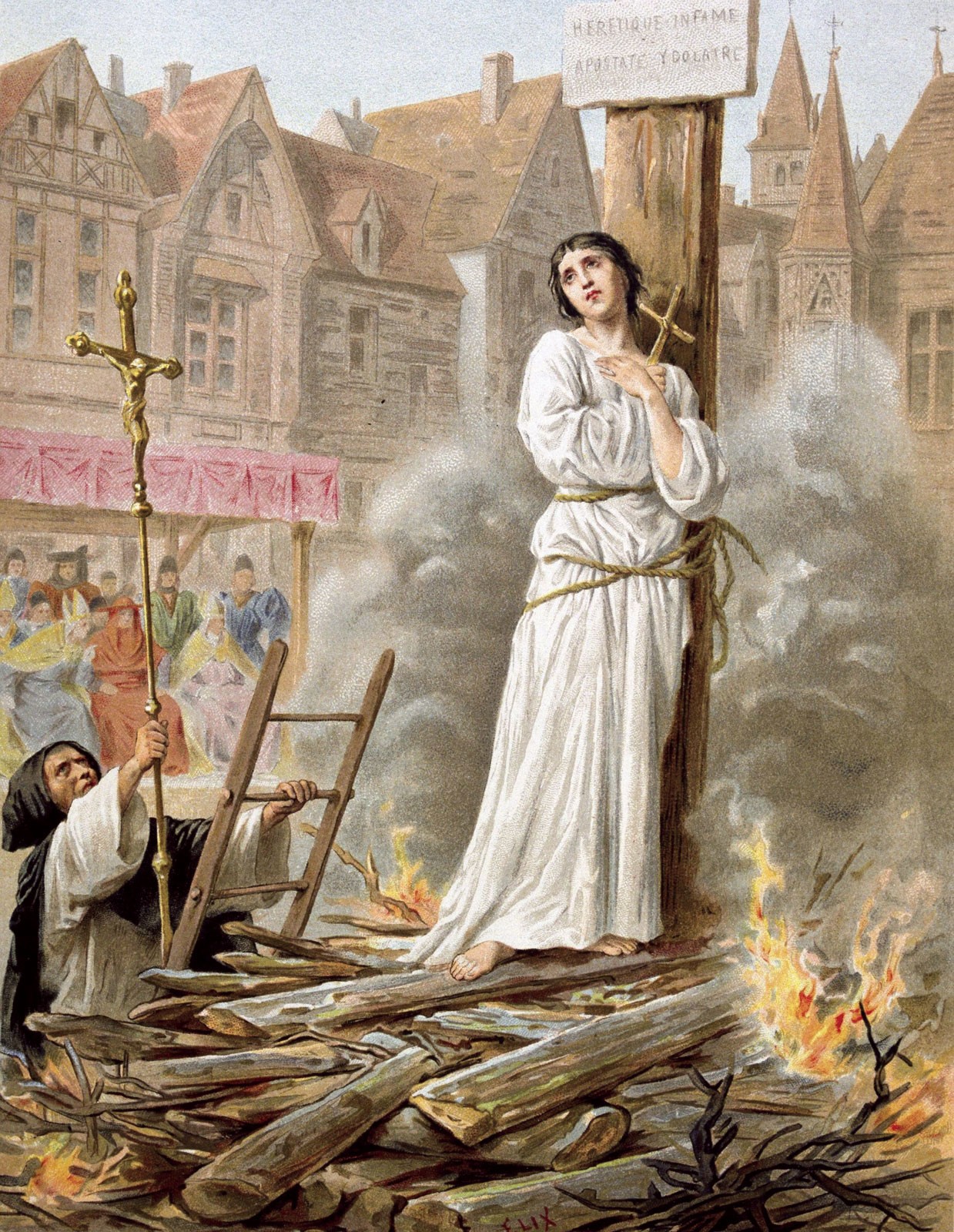 Joana d'Arc, heroína francesa e santa, foi queimada na fogueira