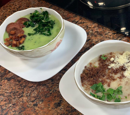 Aprenda como fazer creme de Macaxeira com Carne de Sol e caldo verde!