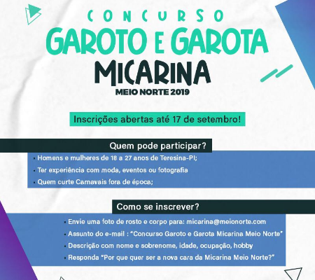 Concurso vai eleger o Garoto e Garota Micarina 2019
