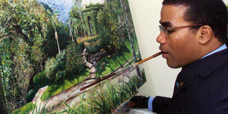Convenção reúne artistas que pintam com a boca e os pés