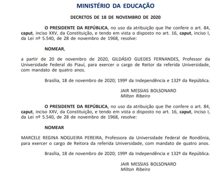 Nomeação de Gildásio Guedes no Diário Oficial da União