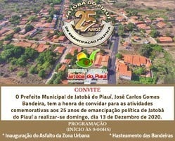 Jatobá do Piauí realiza atividades alusivas ao aniversário de 25 anos de emancipação política com a entrega de veículo novo para a Secretaria de Saúde e inauguração de asfalto na zona urbana