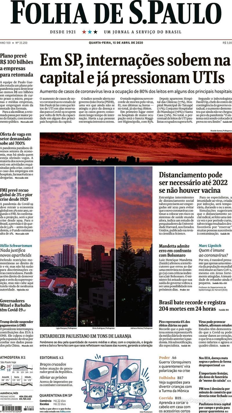 Veja A Capa Dos Principais Jornais Do Brasil Desta Quarta 15 04