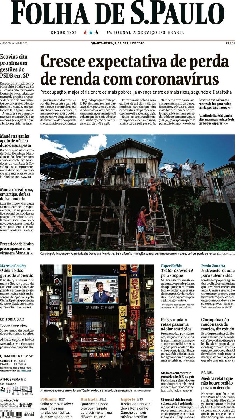 Veja A Capa Dos Principais Jornais Do Brasil Desta Quarta (08/04 ...