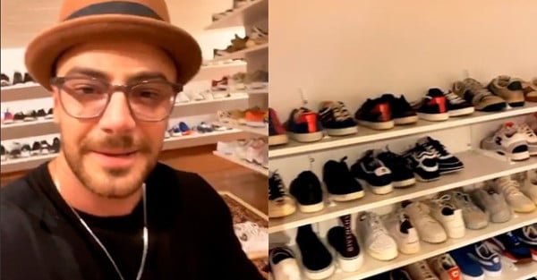 Felipe Titto mostra closet enorme cheio de sapatos e ...