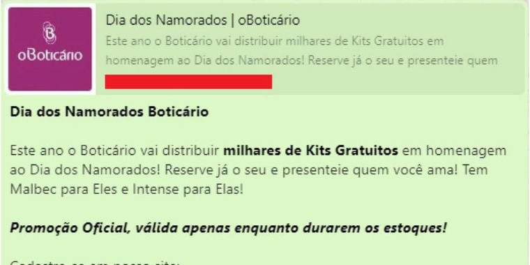 Golpe que circula no WhatsApp promete perfume no Dia dos Namorados