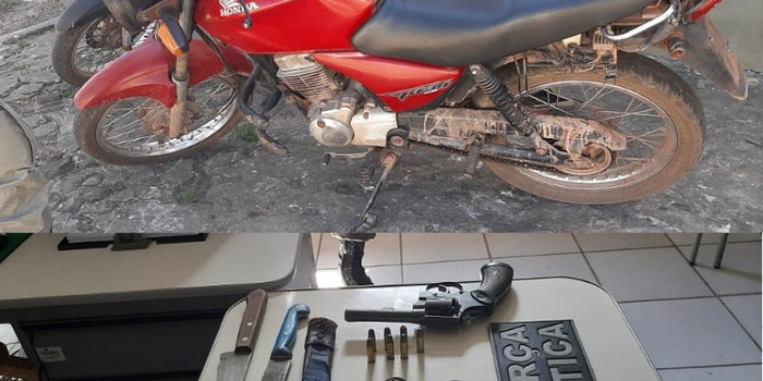 Polícia Militar apreende moto e arma de fogo na zona rural de São João do Arraial