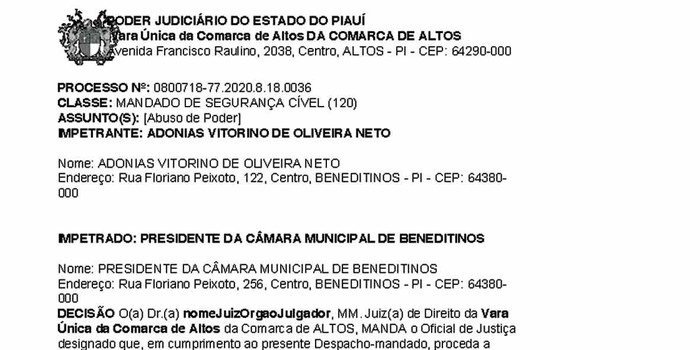 Juíza manda Câmara extinguir, em 48h, mandato de vereador condenado