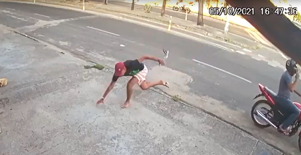 Vídeo: Criminoso tropeça, é mordido por cão e desiste de assalto