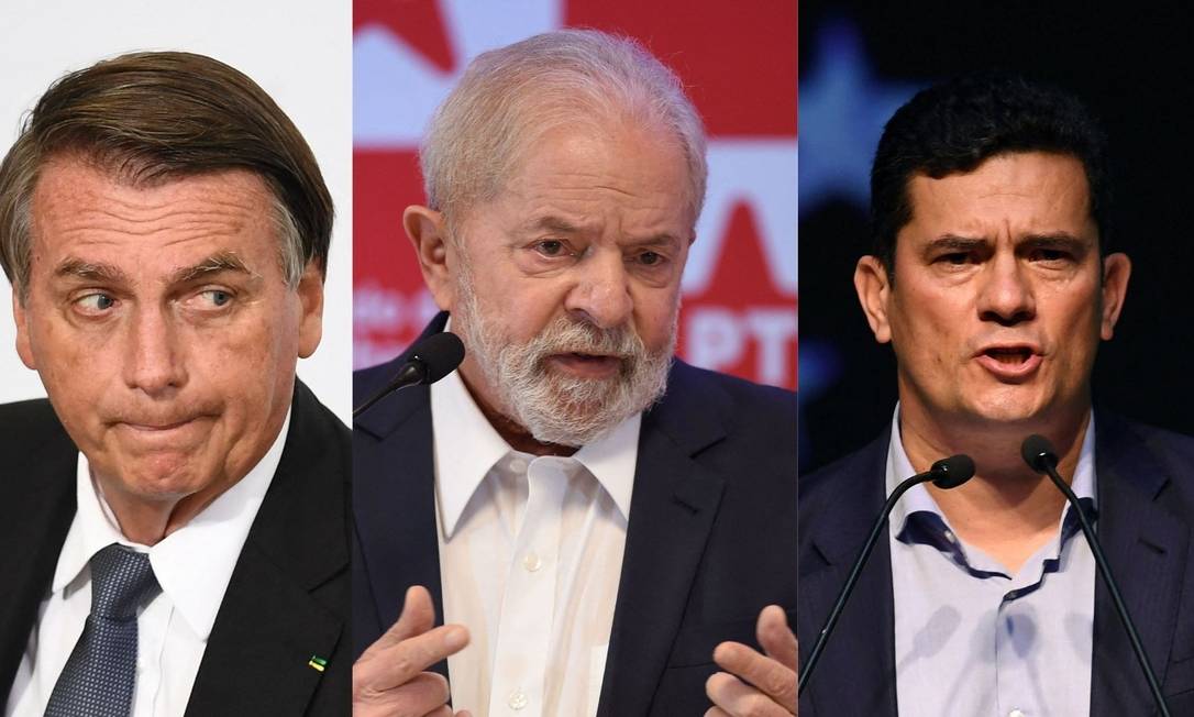Datafolha: Lula tem 48% das intenções de voto; Bolsonaro 22% e Moro, 9% (Foto: AFP)