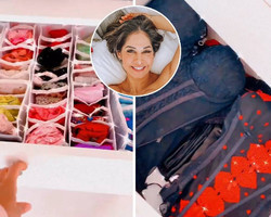 Mayra Cardi exibe coleção de lingeries e caixas com itens “proibidões”